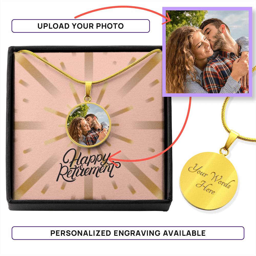Happy Retirement customize circle necklace gift for that special someone - Heartfelt Sparks