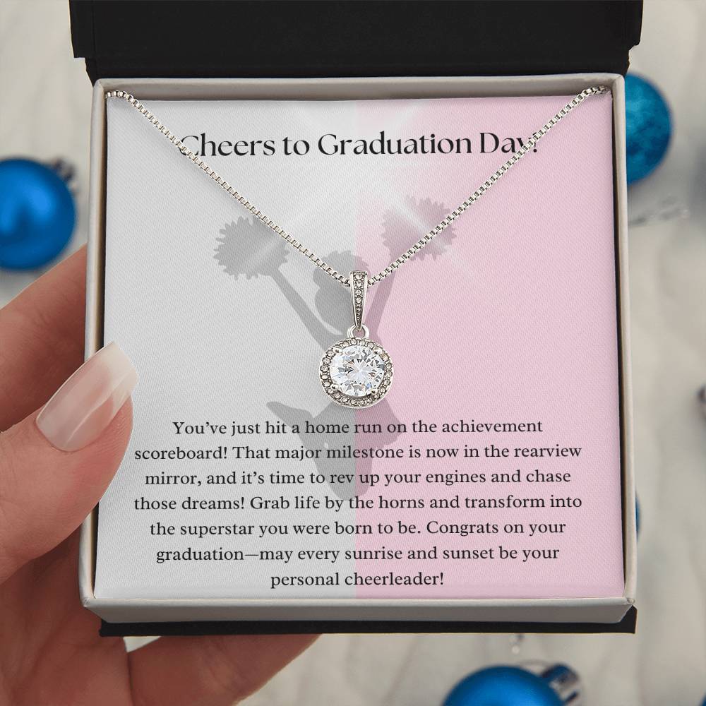 Cheers to graduation day! Eternal hope necklace, jewelry message card, may every sunrise and set be your personal cheerleader! gift for her special day - Heartfelt Sparks