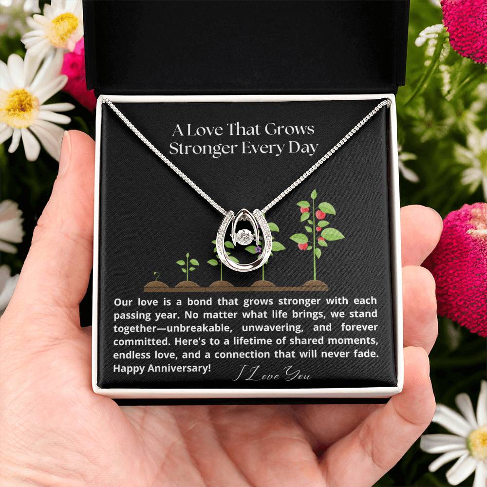 A love that grows stronger ever day anniversary jewelry message card gift