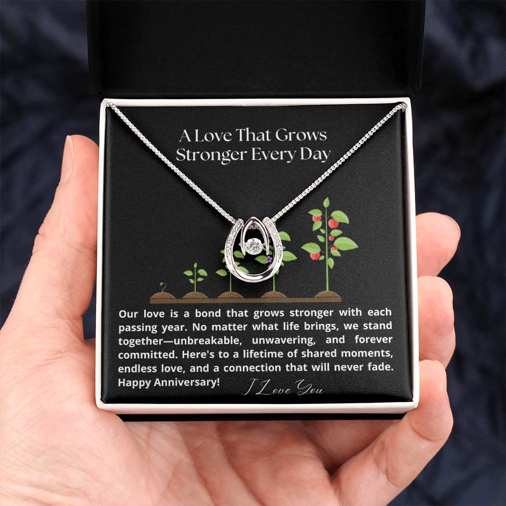 A love that grows stronger ever day anniversary jewelry message card gift - Heartfelt Sparks