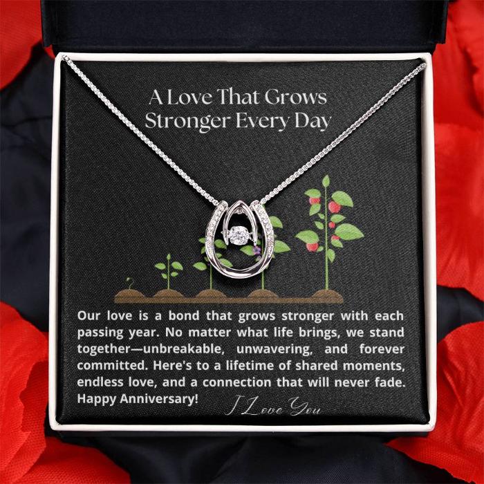 A love that grows stronger ever day anniversary jewelry message card gift - Heartfelt Sparks