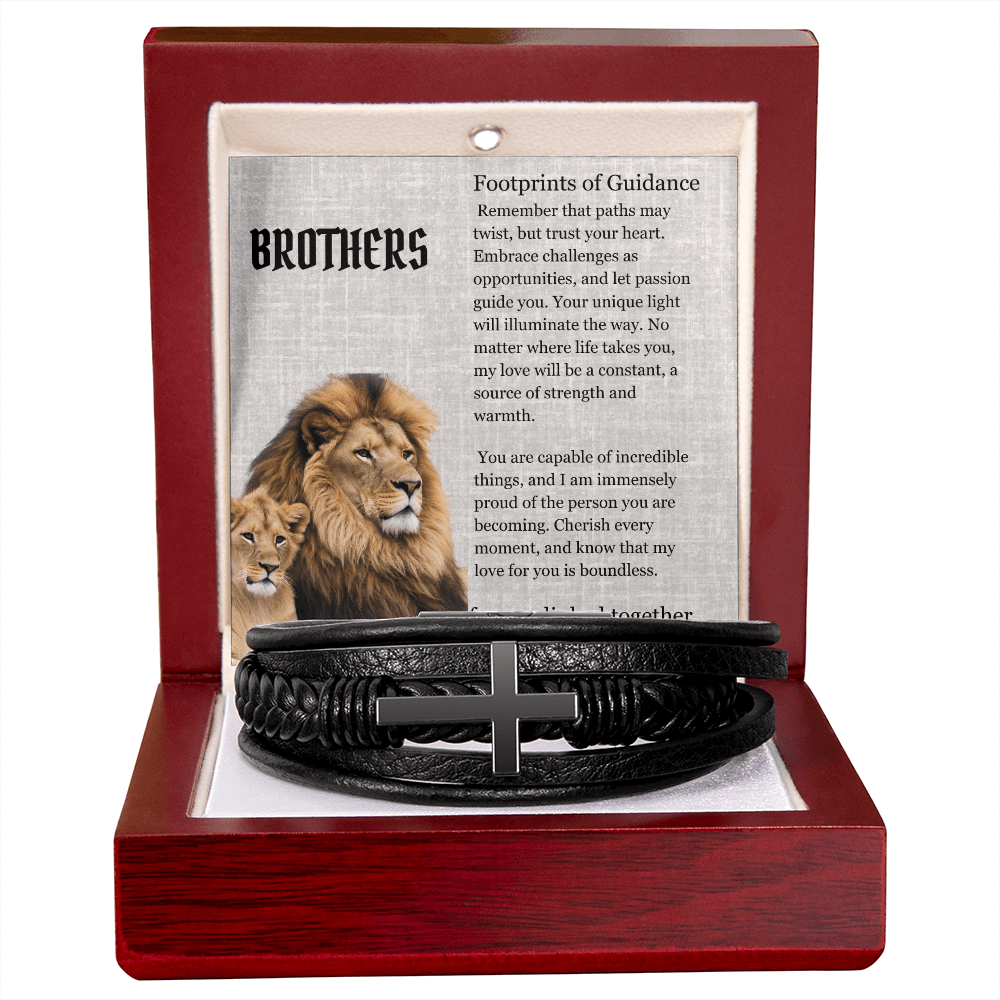 Graduation man's leather bracelet for him, encouragement congratulations message card gift. - Heartfelt Sparks