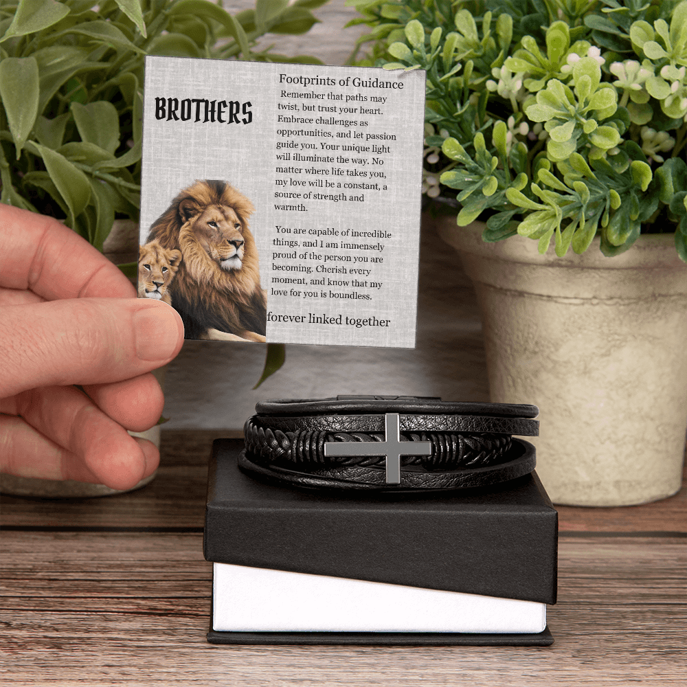 Graduation man's leather bracelet for him, encouragement congratulations message card gift. - Heartfelt Sparks