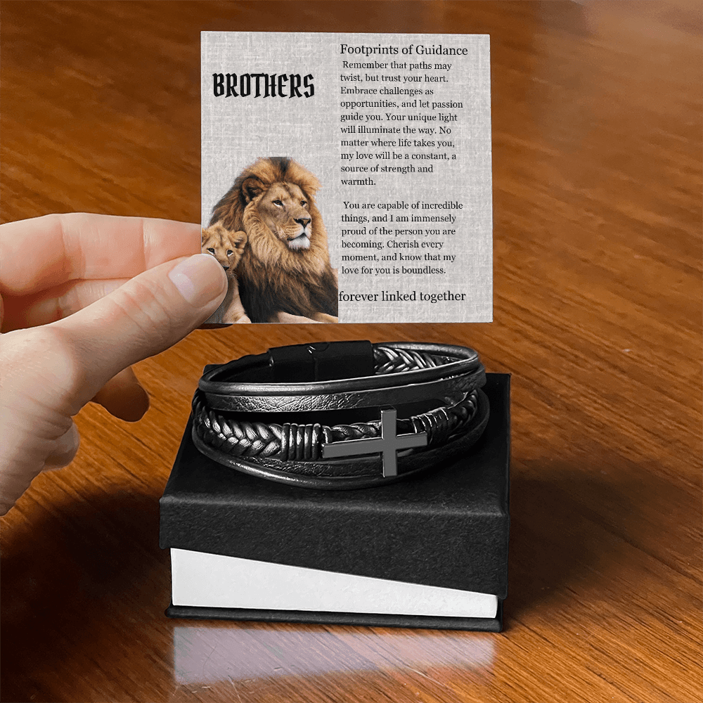 Graduation man's leather bracelet for him, encouragement congratulations message card gift. - Heartfelt Sparks