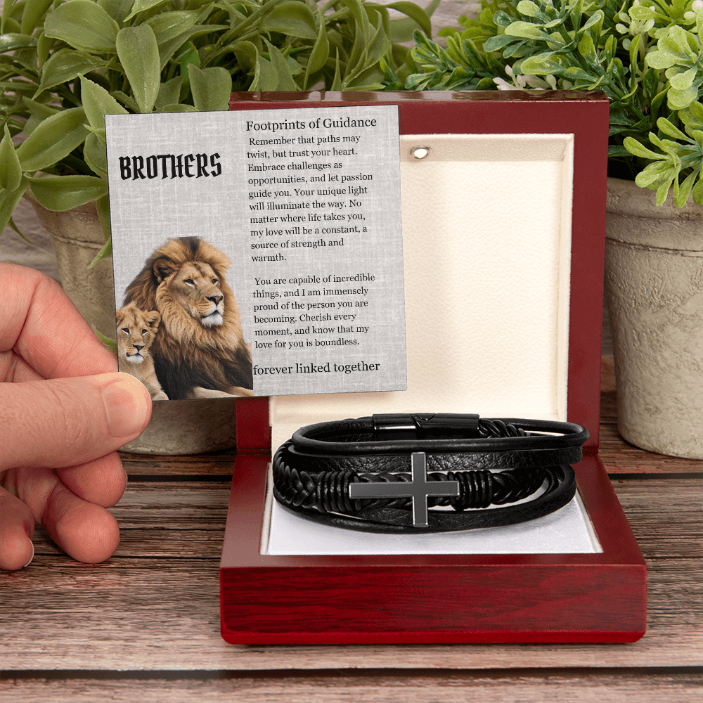 Graduation man's leather bracelet for him, encouragement congratulations message card gift. - Heartfelt Sparks