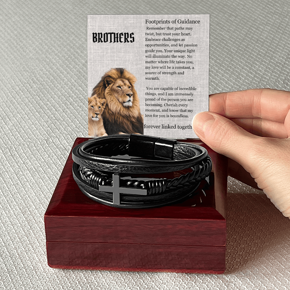 Graduation man's leather bracelet for him, encouragement congratulations message card gift. - Heartfelt Sparks