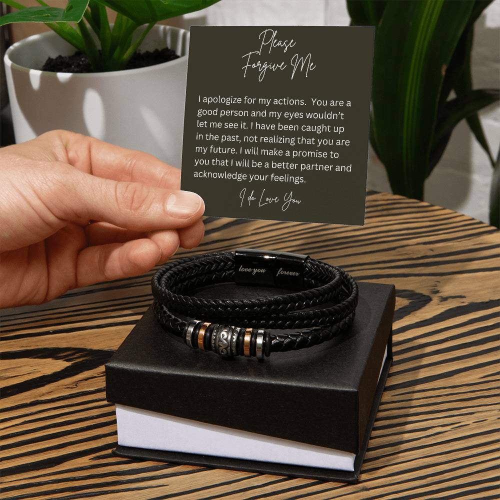 Men's "Love you Forever" bracelet, Apology gift for him - Heartfelt Sparks