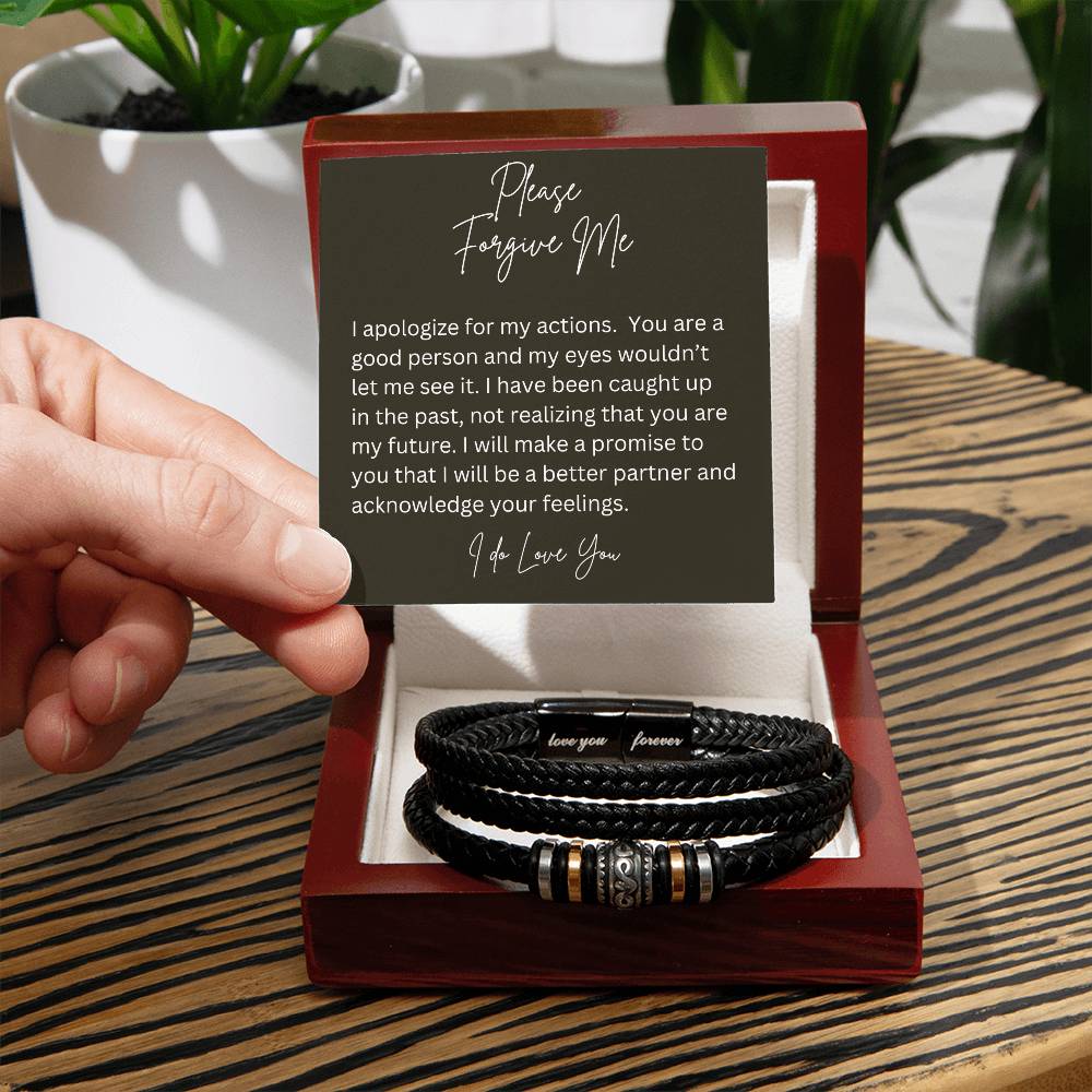 Men's "Love you Forever" bracelet, Apology gift for him - Heartfelt Sparks