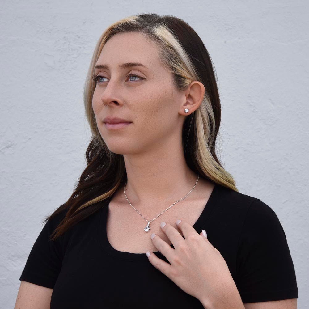 To my wife happy birthday Alluring Beauty Necklace and Cubic Zirconia Earring Set - Heartfelt Sparks