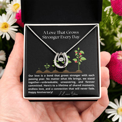 A love that grows stronger ever day anniversary jewelry message card gift
