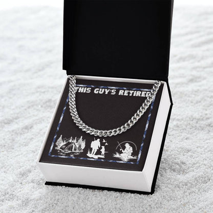 This guy's retired jewelry message card, Cuban link chain retirement gift for him