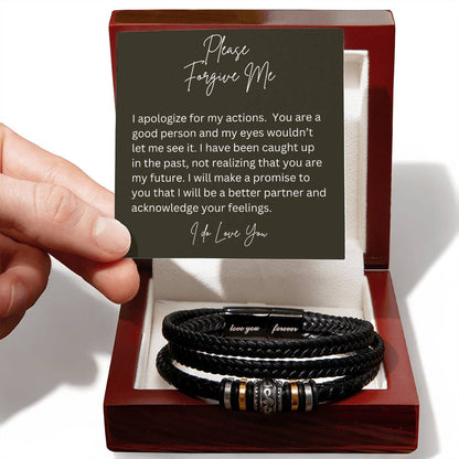 Men's "Love you Forever" bracelet, Apology gift for him - Heartfelt Sparks