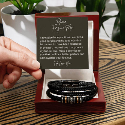 Men's "Love you Forever" bracelet, Apology gift for him - Heartfelt Sparks