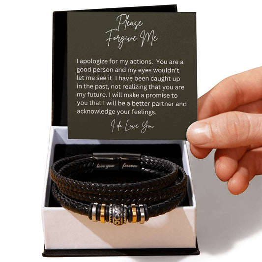 Men's "Love you Forever" bracelet, Apology gift for him - Heartfelt Sparks