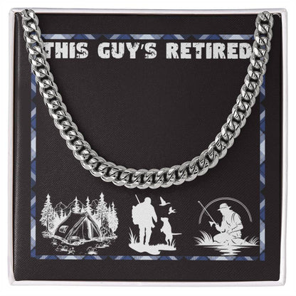 This guy's retired jewelry message card, Cuban link chain retirement gift for him - Heartfelt Sparks