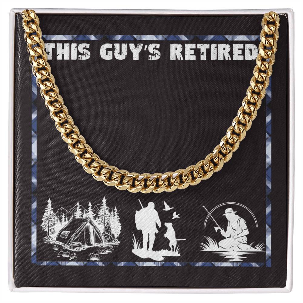 This guy's retired jewelry message card, Cuban link chain retirement gift for him - Heartfelt Sparks