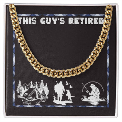 This guy's retired jewelry message card, Cuban link chain retirement gift for him - Heartfelt Sparks