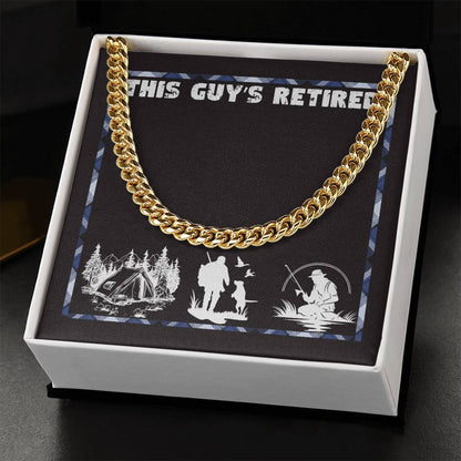 This guy's retired jewelry message card, Cuban link chain retirement gift for him - Heartfelt Sparks